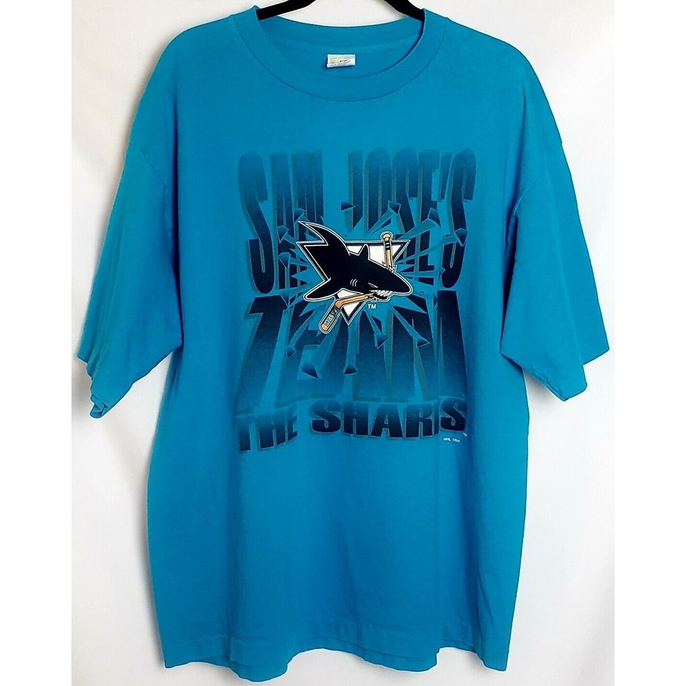 Vtg 1994 San Jose Sharks Sz L NHL Hockey T-Shirt Competitor USA Single Stitch